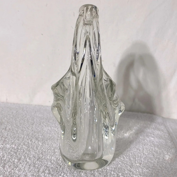 Vintage MCM Murano Art Glass Clear Crystal Basket - Picture 7 of 14